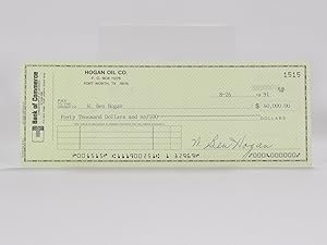 Ben Hogan Oil Co. autographed cheque