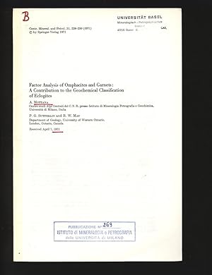 Immagine del venditore per Factor Analysis of Omphacites and Garnets : A Contribution to the Geochemical Classification of Eclogites. Contr. Mineral. and Petrol. 31, 238-250 (1971) by Springer-Verlag 1971. venduto da Antiquariat Bookfarm