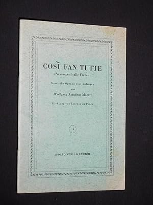 Image du vendeur pour Cosi fan tutte (So machen's alle Frauen). Komische Oper in zwei Aufzgen (Heft 14) mis en vente par Fast alles Theater! Antiquariat fr die darstellenden Knste