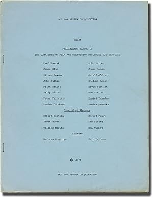 Immagine del venditore per Preliminary Report of the Committee on Film and Television Resources and Services (First Edition) venduto da Royal Books, Inc., ABAA