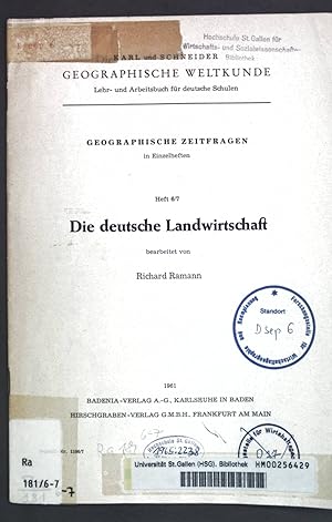 Bild des Verkufers fr Die deutsche Landwirtschaft; Geographische Zeitfragen in Einzelheften, Heft 6/7; zum Verkauf von books4less (Versandantiquariat Petra Gros GmbH & Co. KG)