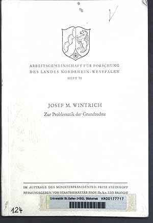 Imagen del vendedor de Zur Problematik der Grundrechte; Arbeitsgemeinschaft fr Forschung des Landes Nordrhein-Westfalen, Geisteswissenschaften, Heft 71; a la venta por books4less (Versandantiquariat Petra Gros GmbH & Co. KG)