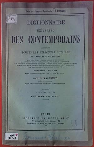 Bild des Verkufers fr Dictionnaire Universel Des Contemporains Contenant Toutes Les Personnes Notables. Deuxieme Fascicule. zum Verkauf von biblion2