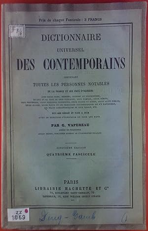 Bild des Verkufers fr Dictionnaire Universel Des Contemporains Contenant Toutes Les Personnes Notables. Quatrieme Fascicule. zum Verkauf von biblion2
