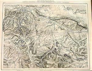 1867 Map of the Thuringian Forest, Eisenach, Wilhelmatstahl, Ruhla, Wartberg, Horselberg, Wutha, ...