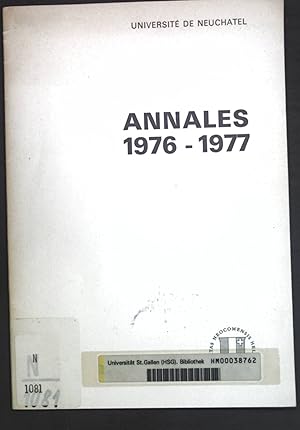 Bild des Verkufers fr Annales 1976-1977; zum Verkauf von books4less (Versandantiquariat Petra Gros GmbH & Co. KG)