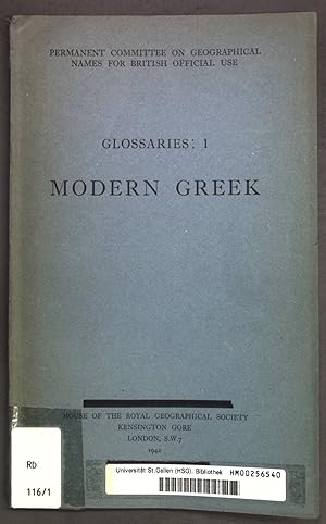 Immagine del venditore per Glossaries 1: Modern Greek; venduto da books4less (Versandantiquariat Petra Gros GmbH & Co. KG)