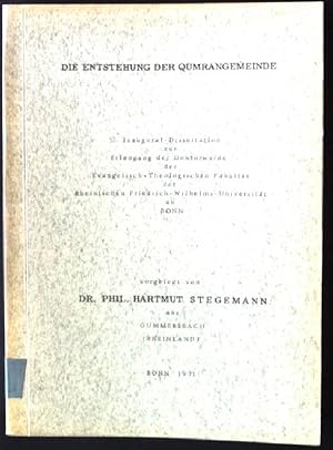 Bild des Verkufers fr Die Entstehung der Qumrangemeinde Dissertation zum Verkauf von books4less (Versandantiquariat Petra Gros GmbH & Co. KG)