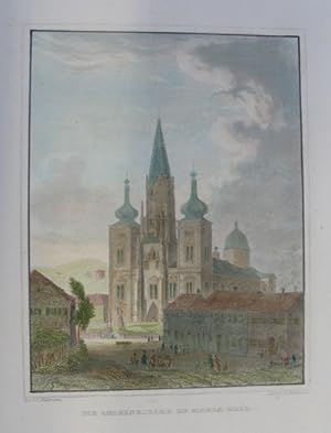 Bild des Verkufers fr Die Gnadenkirche zu Maria-Zell. Kolorierter Stahlstich v. Hablitscheck n. E. Willmann aus Schimmer "Das Kaiserthum Oesterreich" Darmstatdt 1842, 15 x 11 cm zum Verkauf von Antiquariat Johannes Mller