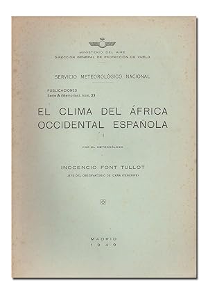 Imagen del vendedor de El clima del frica Occidental Espaola. a la venta por Librera Berceo (Libros Antiguos)