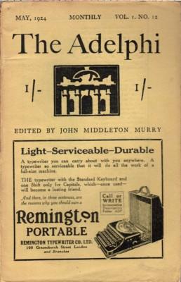 Imagen del vendedor de The Adelphi, Vol. I, No. 12, May, 1924 a la venta por Reflection Publications
