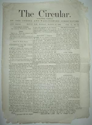 Imagen del vendedor de The Circular. New Series. Mount Tom, Monday, March 12, 1866. Vol. II., No. 52 a la venta por Mare Booksellers ABAA, IOBA