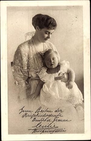 Bild des Verkufers fr Ansichtskarte / Postkarte Kronprinzessin Cecilie von Preuen mit Prinzessin Alexandrine zum Verkauf von akpool GmbH