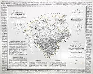 Bild des Verkufers fr Lithografie- Karte, b. Mller, "Die Provinz Westphalen in ihrer reinen Begrenzung und der Beschaffenheit ihrer Bodenflche". zum Verkauf von Antiquariat Clemens Paulusch GmbH