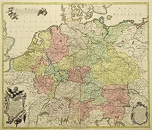 Bild des Verkufers fr Kupferstich- Karte, b. T.C. Lotter, "Germania in decem Circulos devisa. Mappa Geographica nova .". zum Verkauf von Antiquariat Clemens Paulusch GmbH