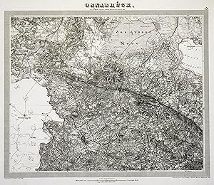 Kupferstich- Karte, n. A. Papen v. H. Wolff, Terrain von Jättnig, Schrift v. W. Brose, "Osnabrück".