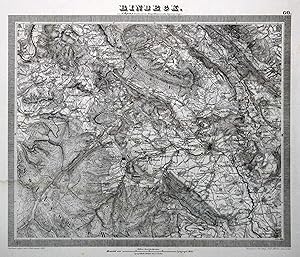 Kupferstich- Karte, n. A. Papen v. H. Wolff, Terrain von Jättnig, Schrift v. W. Brose, "Osnabrück".