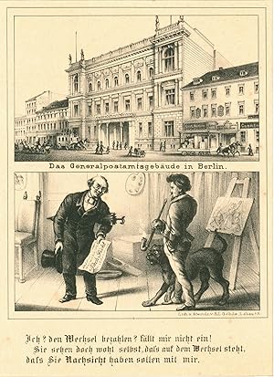 Bild des Verkufers fr Das Generalpostamtsgebude in Berlin, darunter Humorske und Vers. zum Verkauf von Antiquariat Clemens Paulusch GmbH