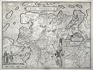 Kupferstich- Karte, n. Florianus aus Ortelius, "Frisiae orientalis".