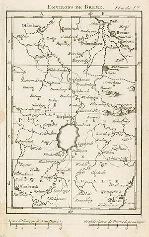 Kupferstich- Karte, anonym, "Environs de Breme".