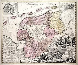 Kupferstich- Karte, n. E.G. Coldewey b. I.C. Homann, "Tabula Frisae Orientalis olim Vbbonis Emmii...