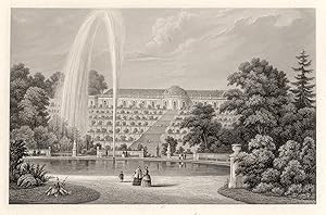 Bild des Verkufers fr Ansicht mit den Terrassen, i. Vgr. die groe Fontaine, "Das Knigl. Schloss zu Sans-Souci". zum Verkauf von Antiquariat Clemens Paulusch GmbH