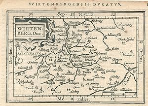 Bild des Verkufers fr Kupferstich- Karte, aus Ortelius ( Epitome ), "Wirtenberg. Duc.". zum Verkauf von Antiquariat Clemens Paulusch GmbH