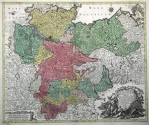 Kupferstich- Karte, b. T.C. Lotter, "Saxoniae Inferioris Circulus .".