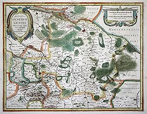 Kupferstich- Karte, n. J. Mellinger b. Janssonius, "Dvcatvs Lvnebvrgensis Adiacentiumq regionum d...