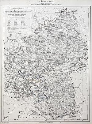 Bild des Verkufers fr Lithografie- Karte, v. A. Theinert. "Wrtemberg nebst den beiden Frstenthmern Hohenzollern-Hechingen und Sigamringen". zum Verkauf von Antiquariat Clemens Paulusch GmbH