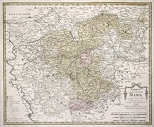 Kupferstich- Karte, v. Rausch n. F.L. Güssefeld b. Homann Erben, "Charte von der Grafschaft Mark ...