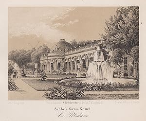 Bild des Verkufers fr Sdseite von Osten, "Schlo Sans-Souci bei Potsdam". zum Verkauf von Antiquariat Clemens Paulusch GmbH