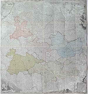 Bild des Verkufers fr Kupferstich- Karte, v. Michael Kauffer n. Ioh. Georg Vetter, "Tabula Geographica Nova exhibens Partem Infra Montanam Burggraviatus Norimbergensis sive Principatum Onolsbacensen cum Terris Limitaneis Accurate Delineatam .". zum Verkauf von Antiquariat Clemens Paulusch GmbH