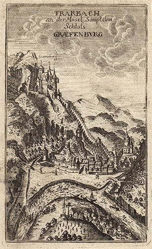 Bild des Verkufers fr Gesamtansicht, "Trarbach an der Mosel, sampt dem Schloss Graefenbvrg". zum Verkauf von Antiquariat Clemens Paulusch GmbH