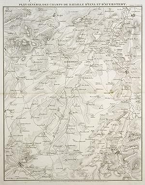 Kupferstich- Karte, von Ambroise Tardieu, "Plan Genéral des Champs de Bataille d' Iena et d'Auers...