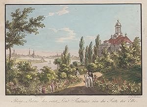 Bild des Verkufers fr Teilansicht, Palais Findlater, links Blick nach Dresden, "Berg-Palais des verst. Lord Findlater von der Seite der Elbe". zum Verkauf von Antiquariat Clemens Paulusch GmbH