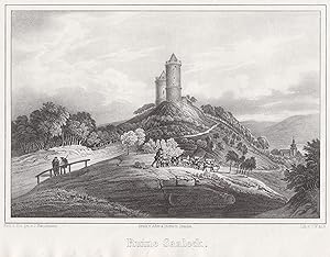 Bild des Verkufers fr Teilansicht, Ruine Saaleck "Ruine Saaleck.". zum Verkauf von Antiquariat Clemens Paulusch GmbH