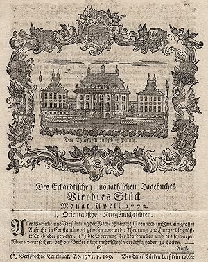 Bild des Verkufers fr Teilansicht, Schlo Pillnitz, "Das Churfrstl. Lustschlo Pillnitz". zum Verkauf von Antiquariat Clemens Paulusch GmbH