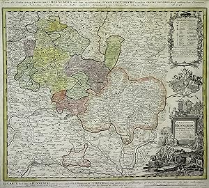 Kupferstich- Karte, n. J.J. Zinck b. Homann Erben, "Karte der Gefürsteten Graffschaft Henneberg, ...