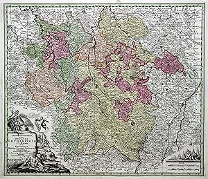 Kupferstich- Karte, v. M. Seutter, "Mappa Geographica in qua Ducatus Lothringiae et Barr .".