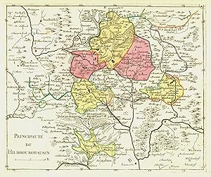 Kupferstich- Karte, v. Le Rouge bei Crepy, "Principauté de Hildbourghausen".