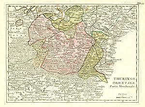 Kupferstich- Karte, n. Le Rouge bei Crepy, "Thuringe orientale Partie Meridionale".