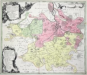 Bild des Verkufers fr Kupferstich- Karte, v. T.C. Lotter b. M. Seutter, "Descriptio Geographica Praefecturarum Doelitsch, Bitterfeld, Zoerbig". zum Verkauf von Antiquariat Clemens Paulusch GmbH