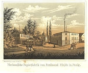 Bild des Verkufers fr Teilansicht, Industrieanlagen, "Mechanische Papierfabrik von Ferdinand Flinsch in Penig". zum Verkauf von Antiquariat Clemens Paulusch GmbH