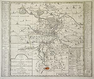 Bild des Verkufers fr Kupferstich- Karte, b. Petrus Schenk, "Derer zu dem Thuringischen Creisse des Churfrstenthums sachsen gehhrigen Aemter Sachsenburg und Weissenssee richtige Delineation nebst allen anderen angrenzenden Gegenden". zum Verkauf von Antiquariat Clemens Paulusch GmbH