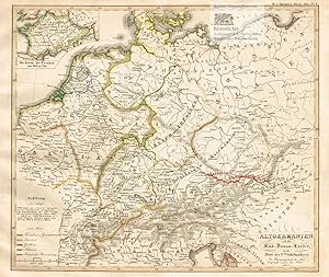 Altgermanien und die Sued-Donau-Laender um die Mitte des Vten Jahrhundert's. Landkarte der Siedlu...