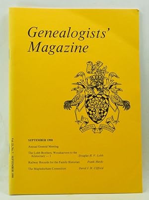 Image du vendeur pour Genealogists' Magazine: Journal of the Society of Genealogists, Volume 23, Number 7 (September 1990) mis en vente par Cat's Cradle Books