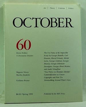 Image du vendeur pour October 60: Art, Theory, Criticism, Politics (Spring 1992) mis en vente par Cat's Cradle Books