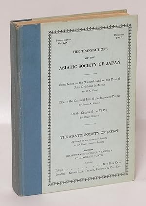 [Sake] Transactions of the Asiactic Society of Japan. December 1940, Second Series, Vol. XIX