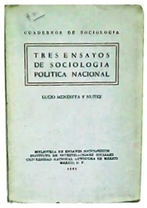 Immagine del venditore per Tres ensayos de sociologa poltica nacional. venduto da Librera y Editorial Renacimiento, S.A.